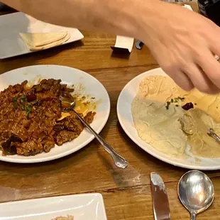 Babaganoush, hummus and Sauteed Eggplants
