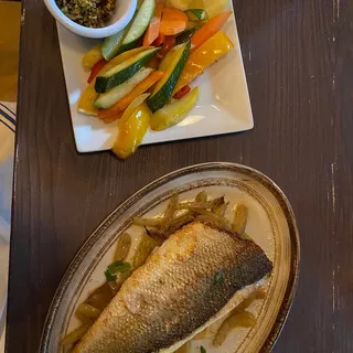 Roasted Branzino with Pistachio Relish (GF)