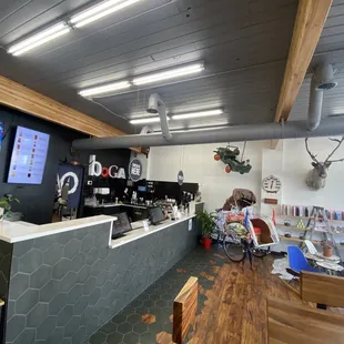 Inside of store- order from screens on counter