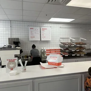 Counter with all the delicious donuts