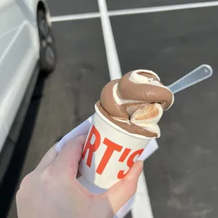 $5 for a shot glass sized up of soft serve icecream. It&apos;s served with a sample spoon because it&apos;s so tiny