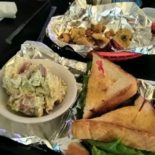 Pork belly BLT with potato salad