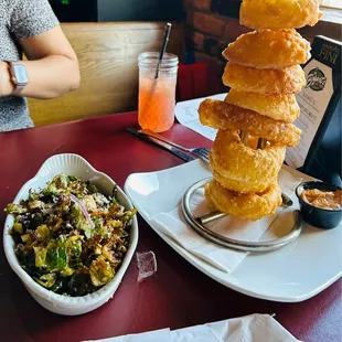 Onion Rings and Brussels Sprouts