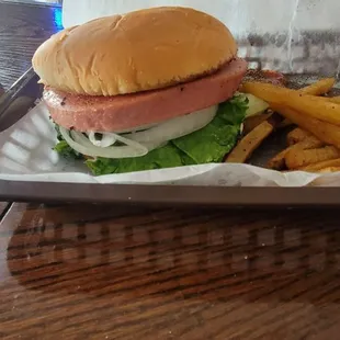 Fried Bologna and French fries  another view.