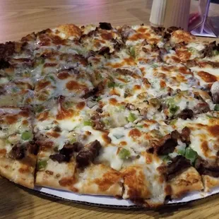 Mighty fine philly cheese steak pizza!!!