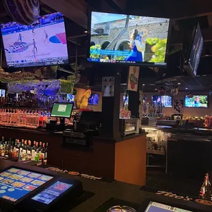 Bar and screens.