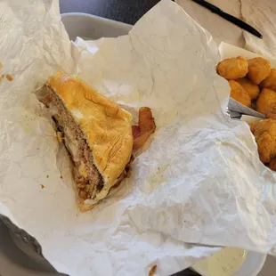 Half blue dragon burger (forgot to take a picture before we split it)