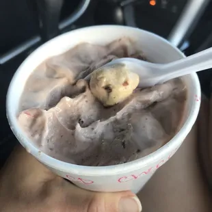 Cookie dough shake -- BIG cookie dough chunks!!