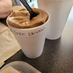 Chocolate peanut butter banana milkshake (thick)