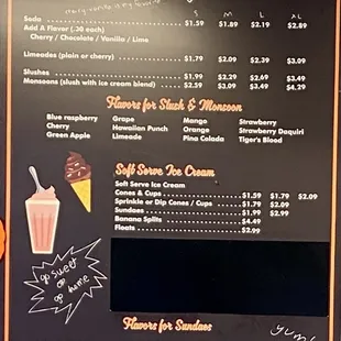 Dessert menu