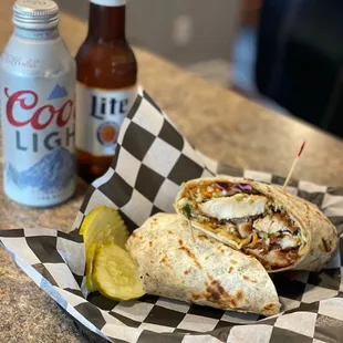 a sandwich and a soda