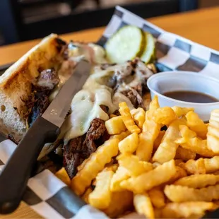 a sandwich and fries
