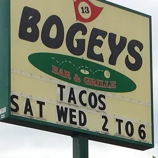 a sign for the restaurant