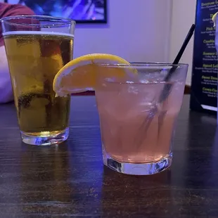 Beer and cocktail