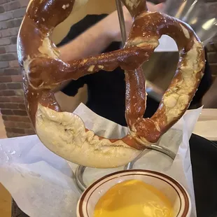Big pretzel on happy hour menu
