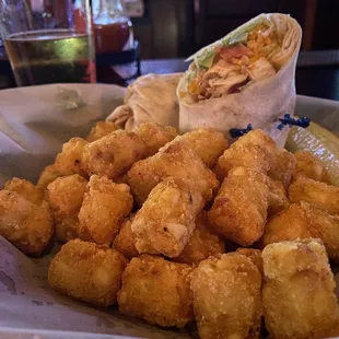 Chicken Club Wrap and Tater Tots