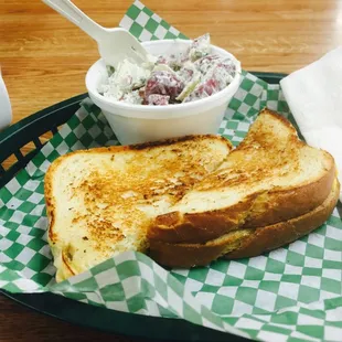 Classic grilled cheese &amp; potato salad