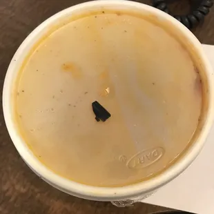 bit down on a piece of plastic in my veggie beef soup....completely disgusted  called to tell them what happened and they didn't care