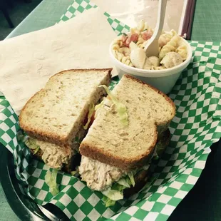 Yummy. Tuna on wheat &amp;  a side of pasta salad
