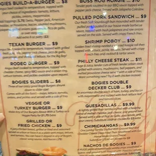 the menu