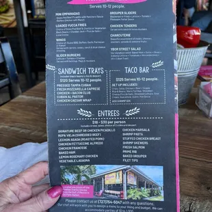 Catering menu on 3/1/22