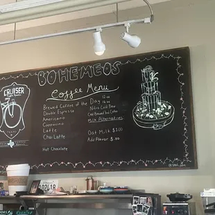 Coffee menu