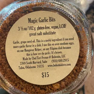 a jar of magic garlic bits