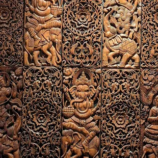 a close up of a carved panel