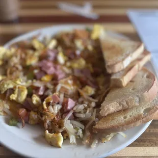 Breakfast Skillet with sourdough toast