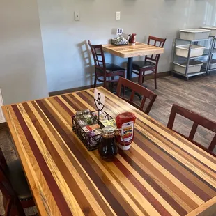 Each table is unique and made by a local craftsman.