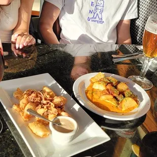 Papas bravas and calamari