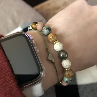 The custom intention bracelet I made at Bohindi&apos;s  Bead Bar