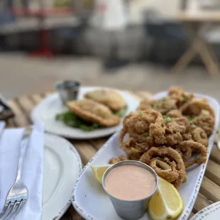 Beef empanadas and calamari