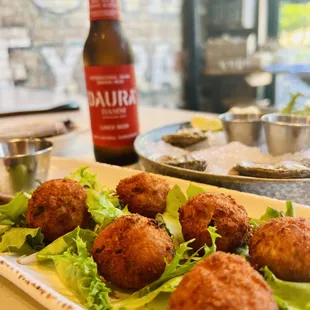 Crab and Shrimp Fritters with guajillo