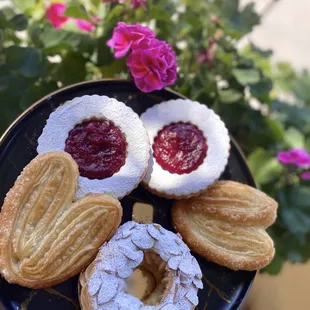 Raspberry and Palmier Cookies, Paris Brest Ring