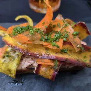 Carrots tuna rye toast