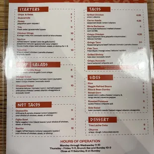 a menu for a restaurant