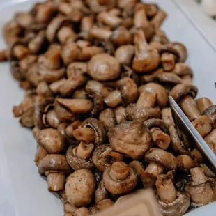 a plate of mushrooms