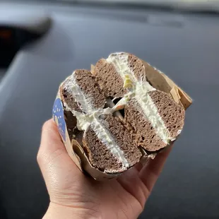 Pumpernickel with Hatch Chili Cream Cheese