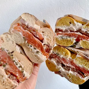 Everything on left, eggything on right