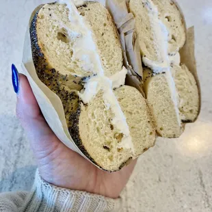 Poppy Bagel with Plain Kite Hill Vegan Cream Cheese