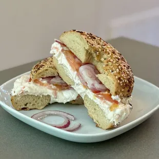 Bagel, Lox, Cream Cheese on Everything Bagel