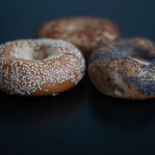 three different types of bagels