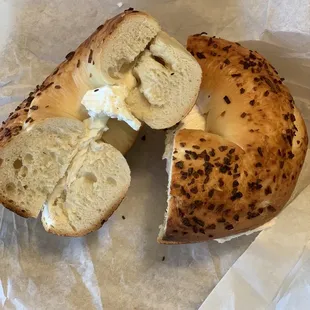 Lox sandwich on onion bagel
