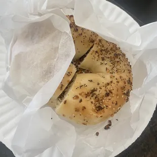 Everything bagel with veggie cream cheese