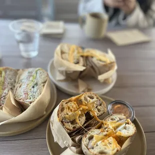 two plates of food on a table