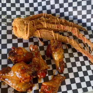 ribs and wings on checkered paper