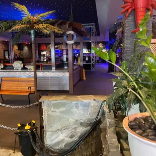 Part of the pond in restaurant