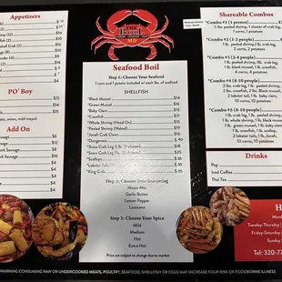 a menu for a seafood ball