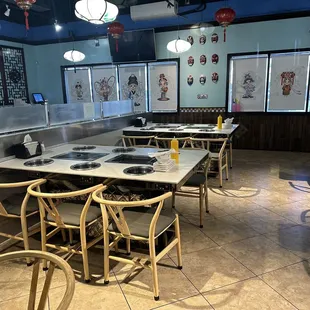 tables and chairs in a restaurant